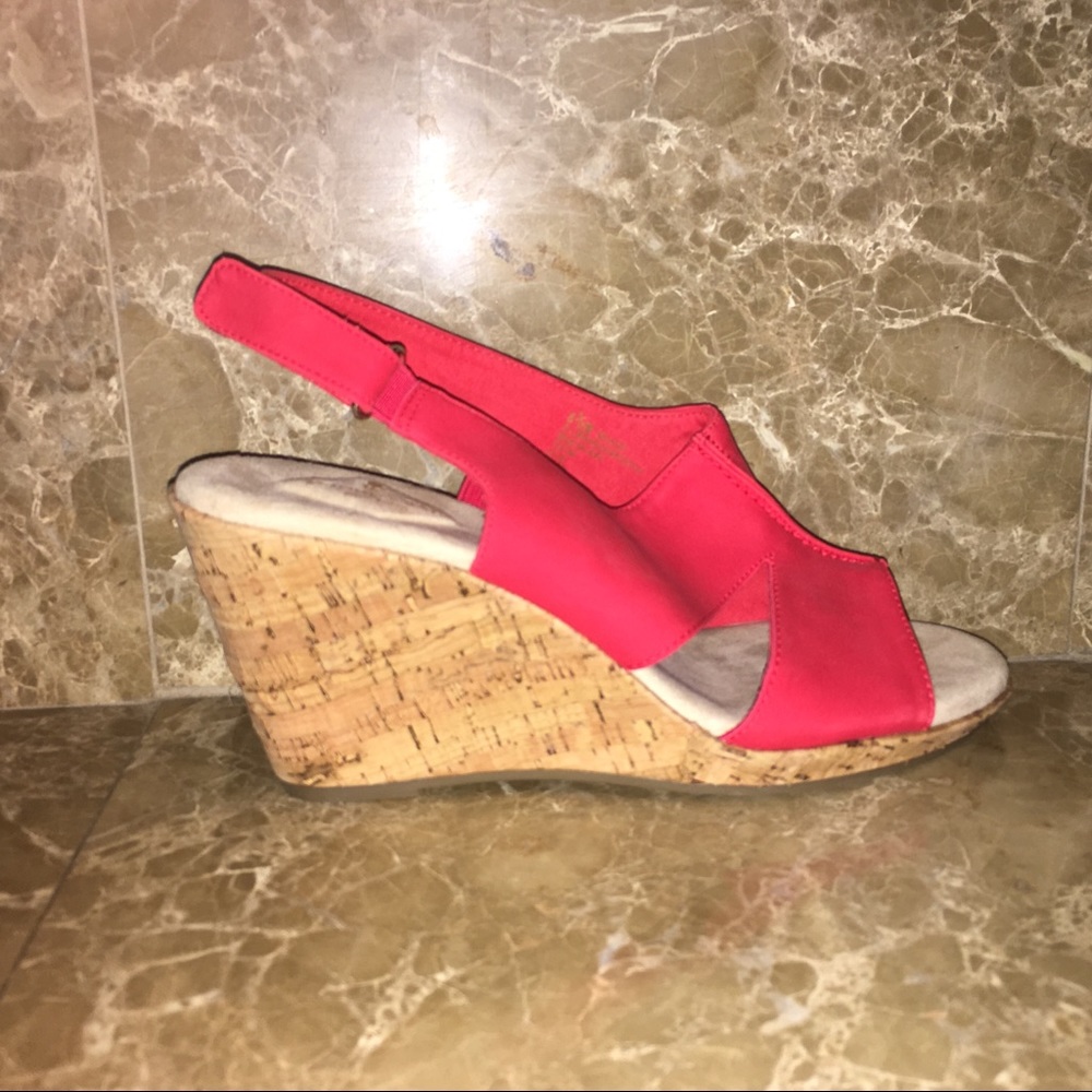 Red wedges with flex foam NEVER WORN BEFORE